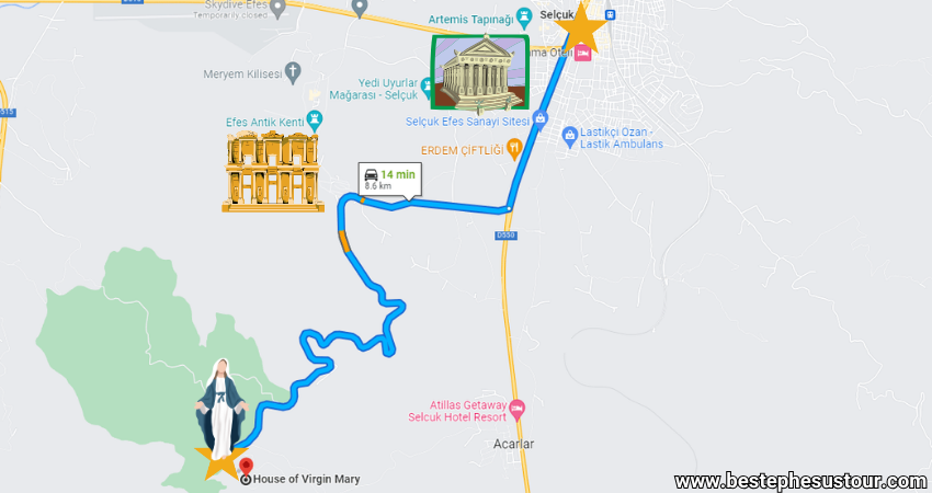 How to get to the house of the virgin mary from Selcuk