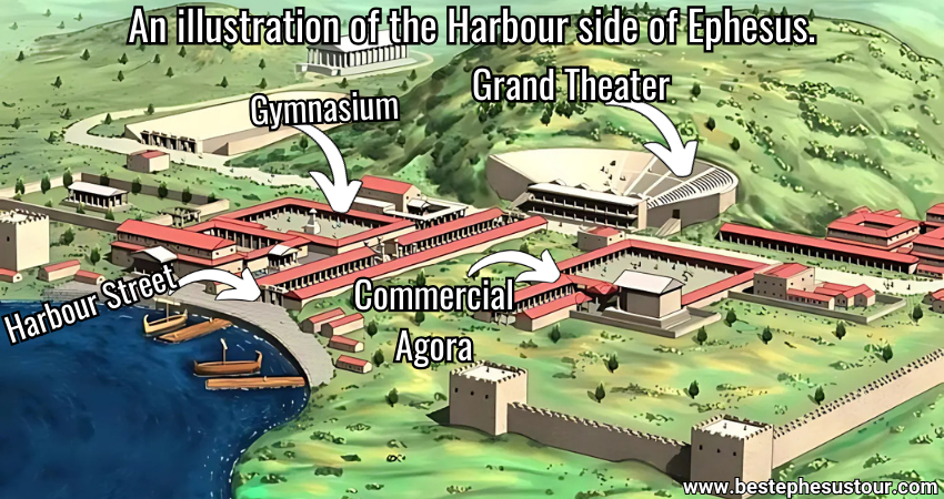 An illustration of the Harbour side of Ephesus.